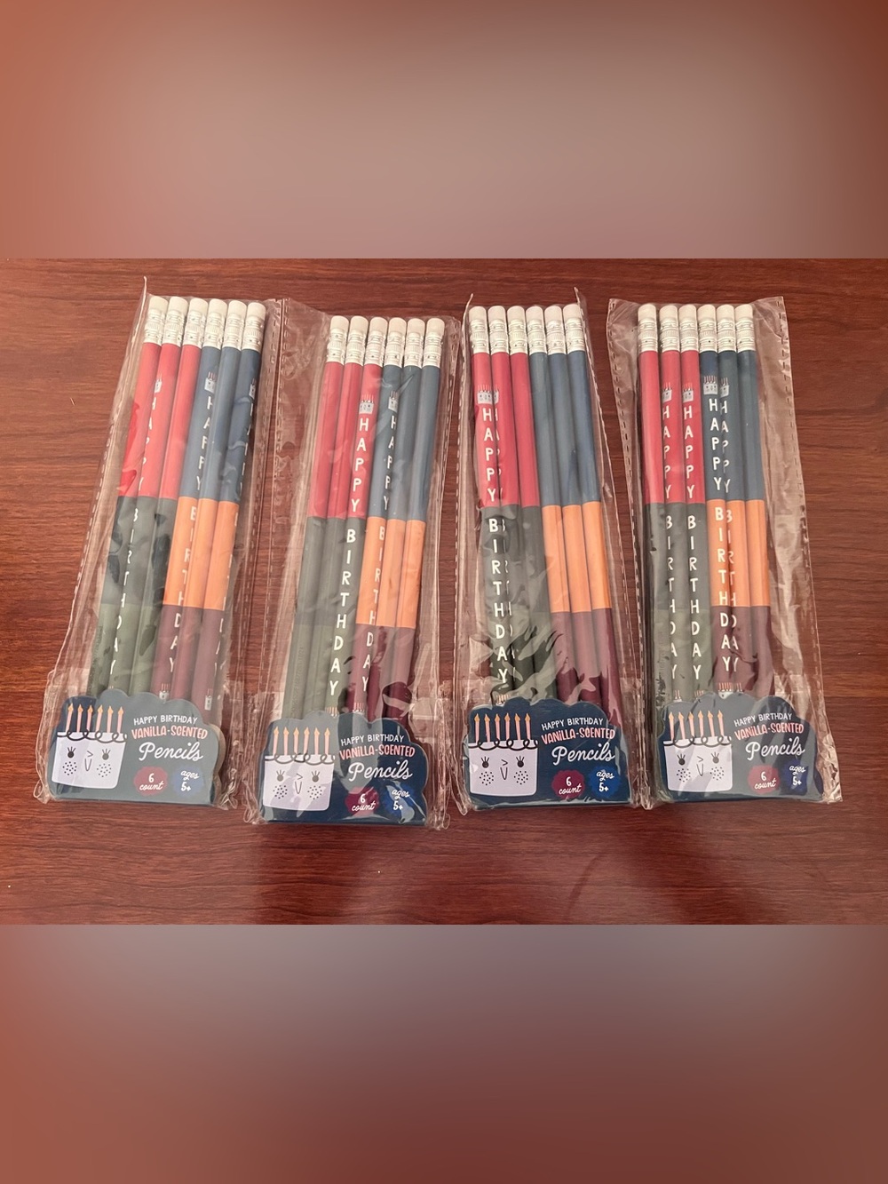 Happy Birthday Vanilla Scented Pencils  6 Per Pack Total Of 24 Pencils New